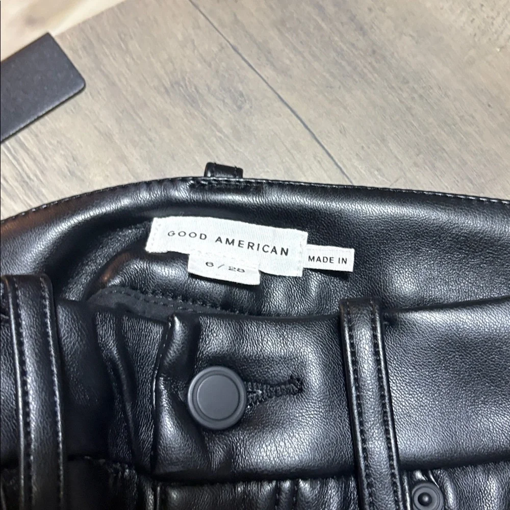 Woman’s good American Black Leather Jeans